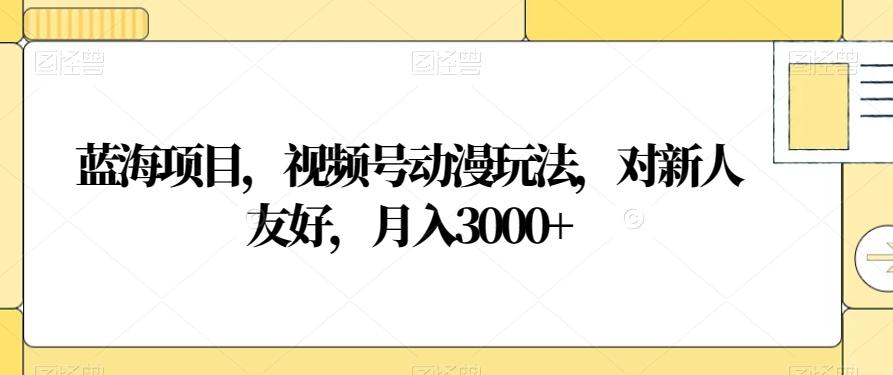 蓝海项目，视频号动漫玩法，对新人友好，月入3000+【揭秘】 - 小毅网创-小毅网创