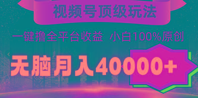 (9281期)视频号顶级玩法，无脑月入40000+，一键撸全平台收益，纯小白也能100%原创 - 小毅网创-小毅网创