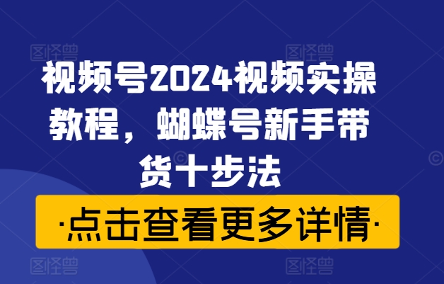 视频号2024视频实操教程，蝴蝶号新手带货十步法 - 小毅网创-小毅网创