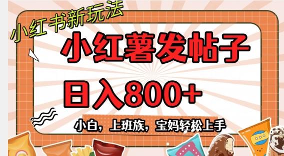 小红薯发日常帖子，日入800+小白专属项目可批量操作 - 小毅网创-小毅网创