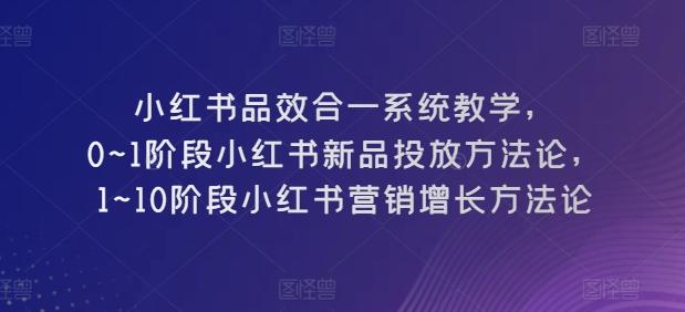 小红书品效合一系统教学，​0~1阶段小红书新品投放方法论，​1~10阶段小红书营销增长方法论 - 小毅网创-小毅网创