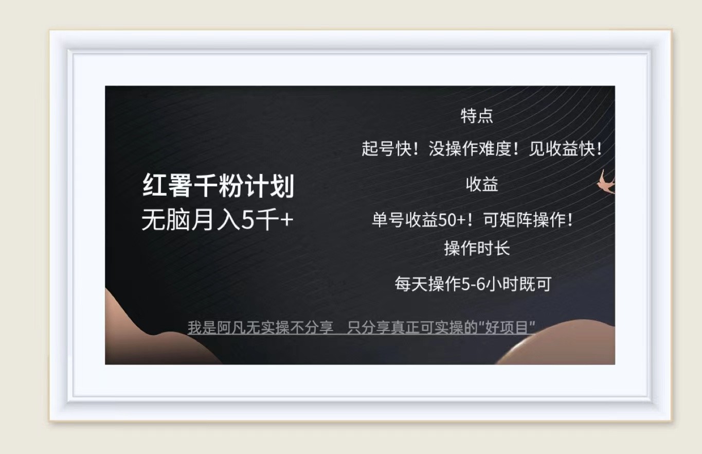 红薯千粉计划无脑月入5千+！既做既赚！ - 小毅网创-小毅网创
