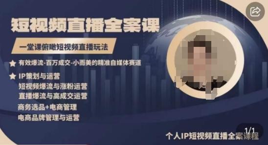 高品质IP短视频直播全案课程，一堂课俯瞰短视频直播玩法 - 小毅网创-小毅网创