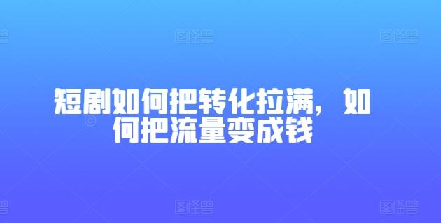 短剧如何把转化拉满，如何把流量变成钱 - 小毅网创-小毅网创