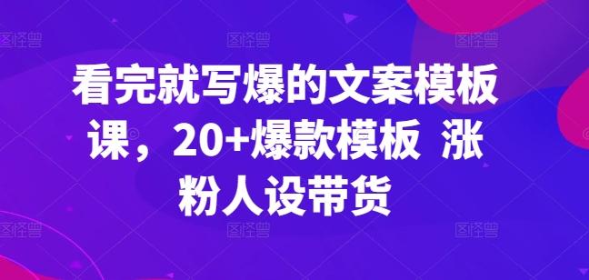 看完就写爆的文案模板课，20+爆款模板  涨粉人设带货 - 小毅网创-小毅网创