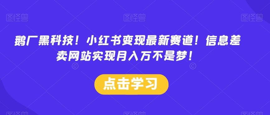 鹅厂黑科技！小红书变现最新赛道！信息差卖网站实现月入万不是梦！ - 小毅网创-小毅网创