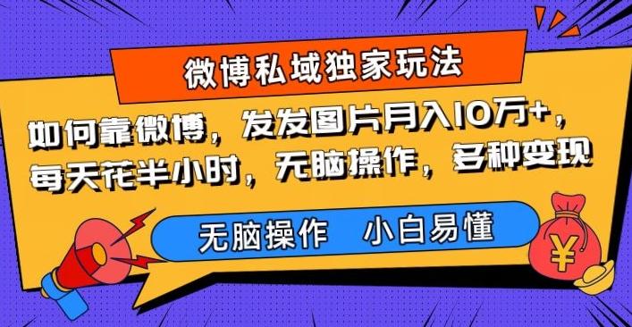 如何靠微博，发发图片月入10万+，‌每天花半小时，无脑操作，多种变现 - 小毅网创-小毅网创