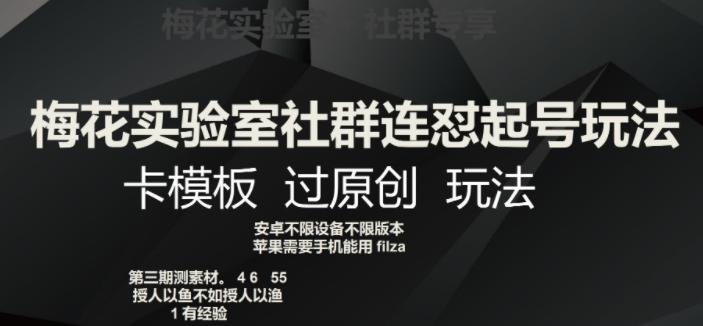 梅花实验室社群连怼起号玩法，卡模板过原创玩法【揭秘】 - 小毅网创-小毅网创