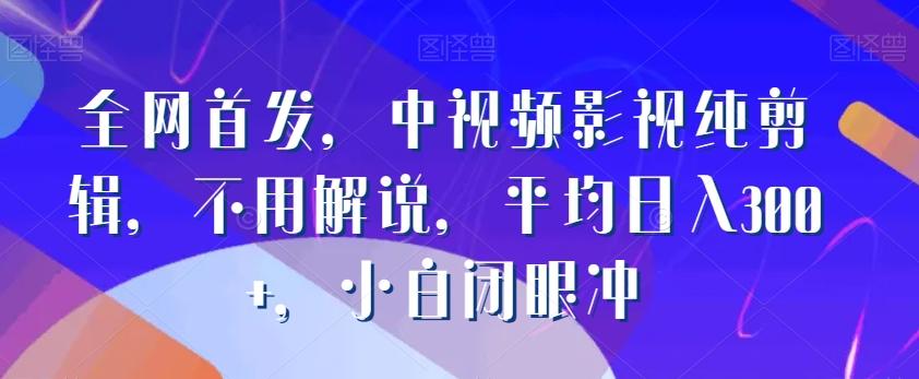 全网首发，中视频影视纯剪辑，不用解说，平均日入300+，小白闭眼冲 - 小毅网创-小毅网创