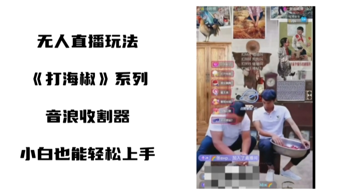 打海椒无人直播整蛊项目，小白轻松上手撸音浪收割器 - 小毅网创-小毅网创