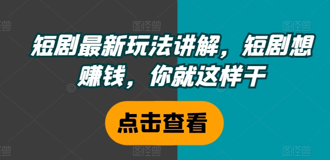 短剧最新玩法讲解，短剧想赚钱，你就这样干 - 小毅网创-小毅网创