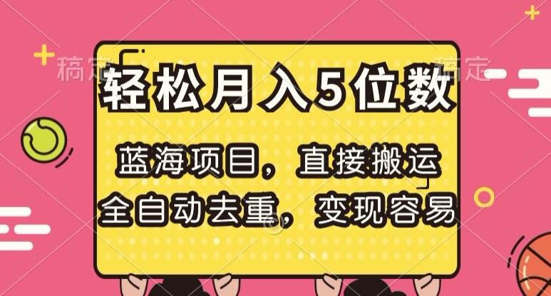 蓝海项目，直接搬运，全自动去重，变现容易，轻松月入5位数【揭秘】 - 小毅网创-小毅网创