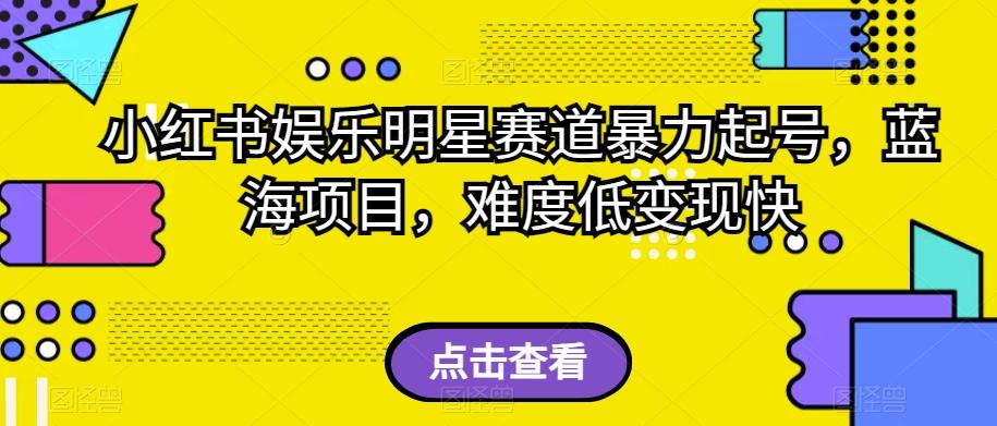 小红书娱乐明星赛道暴力起号，蓝海项目，难度低变现快【揭秘】 - 小毅网创-小毅网创