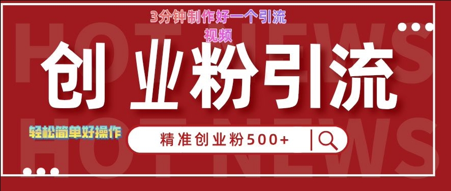 快手被动引流创业粉500+的玩法，3分钟制作好一个引流视频，轻松简单好操作【揭秘】 - 小毅网创-小毅网创