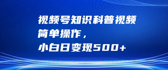 视频号知识科普视频，简单操作，小白日变现500+【揭秘】 - 小毅网创-小毅网创