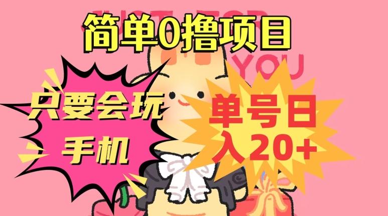 简单0撸项目，只要会玩手机，单号日入20+，新手小白也能操作 - 小毅网创-小毅网创