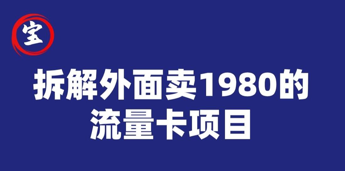 宝哥拆解外面卖1980手机流量卡项目，0成本无脑推广 - 小毅网创-小毅网创