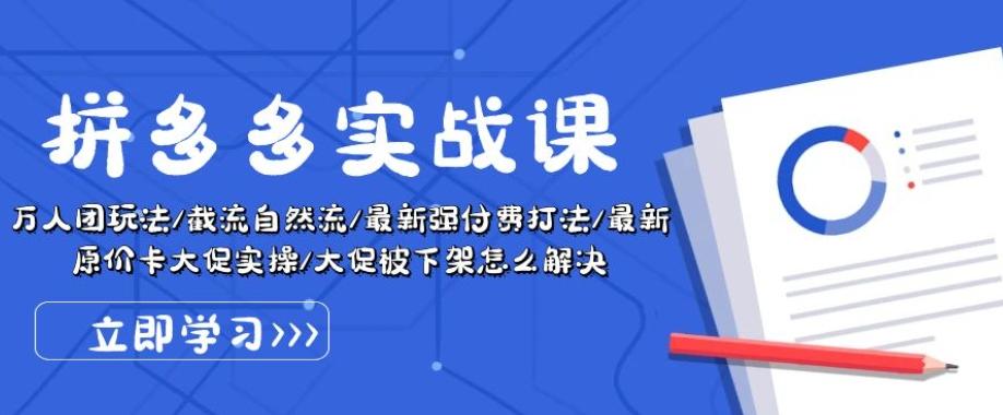 拼多多实战课：万人团玩法/截流自然流/最新强付费打法/最新原价卡大促.. - 小毅网创-小毅网创