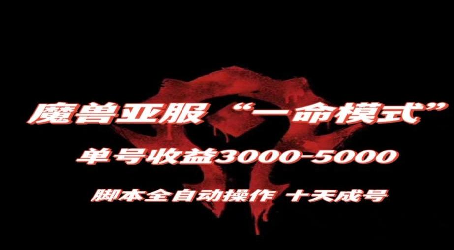 魔兽亚服一命模式，10天成号-单号3千-5千，脚本全自动操作，保姆级教学【揭秘】 - 小毅网创-小毅网创