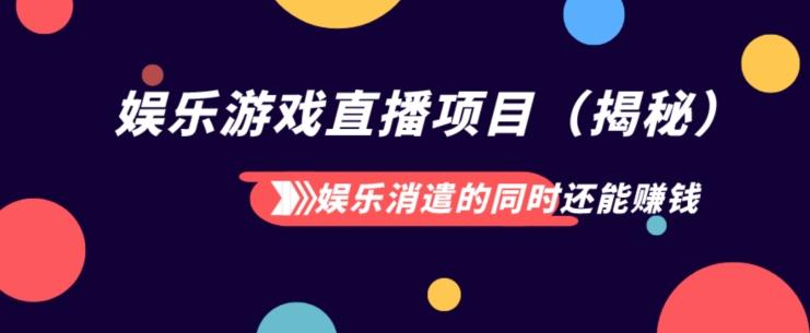 娱乐消遣的同时还能赚钱娱乐游戏直播项目（揭秘） - 小毅网创-小毅网创