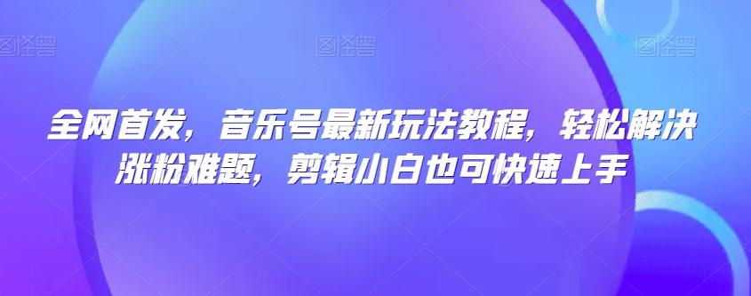 全网首发，音乐号最新玩法教程，轻松解决涨粉难题，剪辑小白也可快速上手 - 小毅网创-小毅网创
