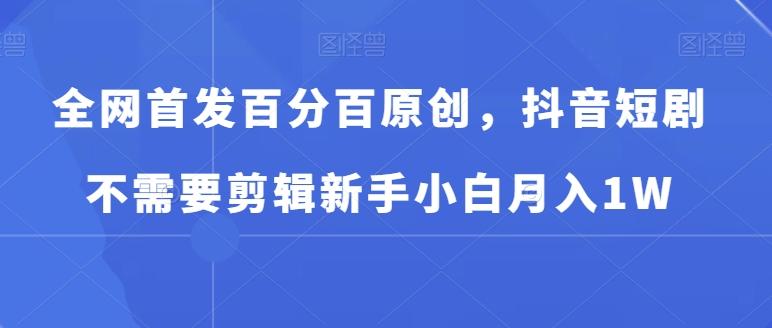 全网首发百分百原创，抖音短剧不需要剪辑新手小白月入1W - 小毅网创-小毅网创