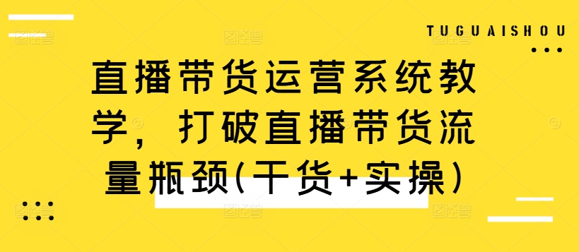 直播带货运营系统教学，打破直播带货流量瓶颈(干货+实操) - 小毅网创-小毅网创