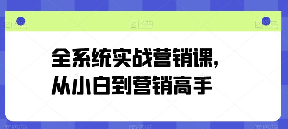全系统实战营销课，从小白到营销高手 - 小毅网创-小毅网创