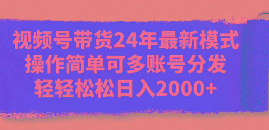 视频号带货24年最新模式，操作简单可多账号分发，轻轻松松日入2000+ - 小毅网创-小毅网创