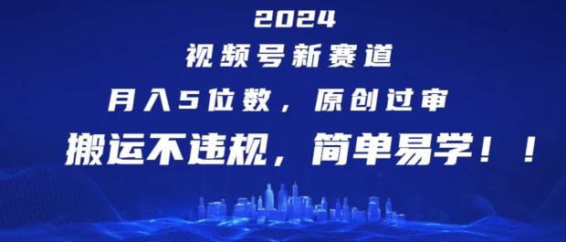 2024视频号新赛道，月入5位数+，原创过审，搬运不违规，简单易学【揭秘】 - 小毅网创-小毅网创