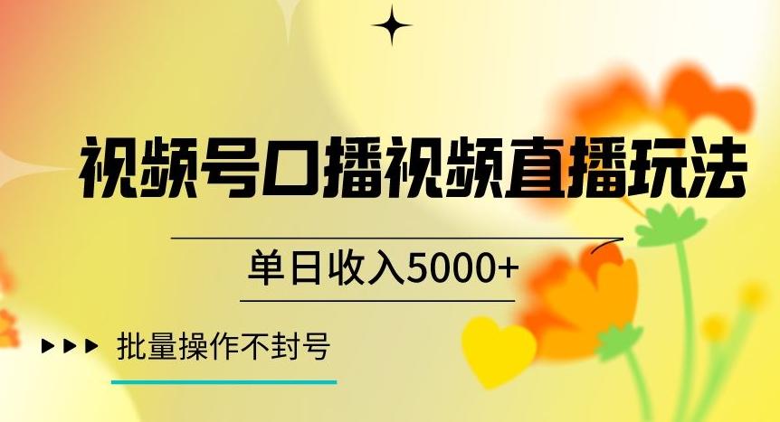 视频号囗播视频直播玩法，单日收入5000+，批量操作不封号【揭秘】 - 小毅网创-小毅网创
