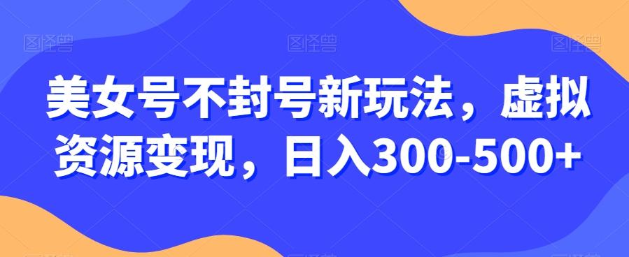 美女号不封号新玩法，虚拟资源变现，日入300-500+ - 小毅网创-小毅网创