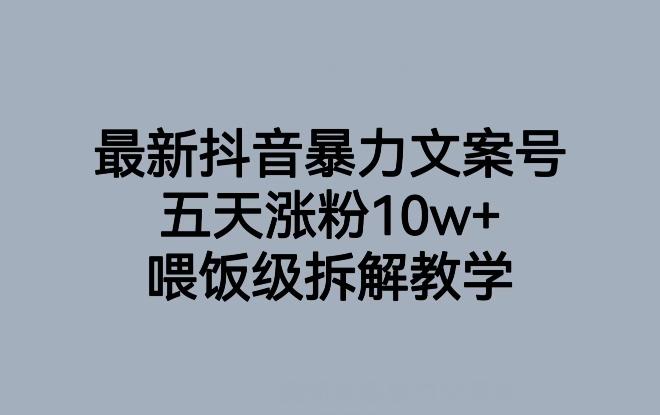 最新抖音暴力文案号，五天涨粉10w+，喂饭级拆解教学 - 小毅网创-小毅网创
