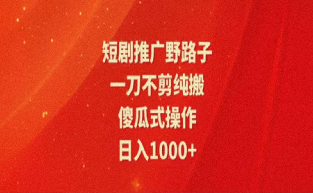 暑假风口项目，短剧推广全新玩法，一刀不剪纯搬运，轻松日入1000+ - 小毅网创-小毅网创