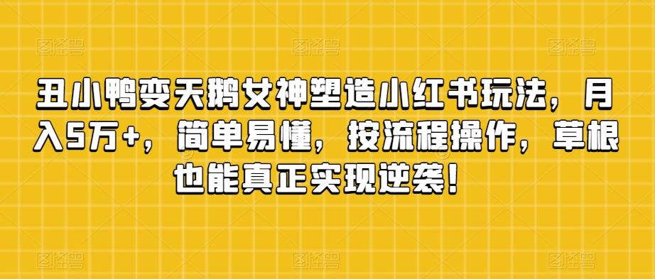 丑小鸭变天鹅女神塑造小红书玩法，月入5万+，简单易懂，按流程操作，草根也能真正实现逆袭！ - 小毅网创-小毅网创