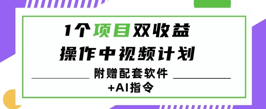1个项目双收益？操作中视频计划1天最高3100+收益？（附赠配套软件+AI指令） - 小毅网创-小毅网创