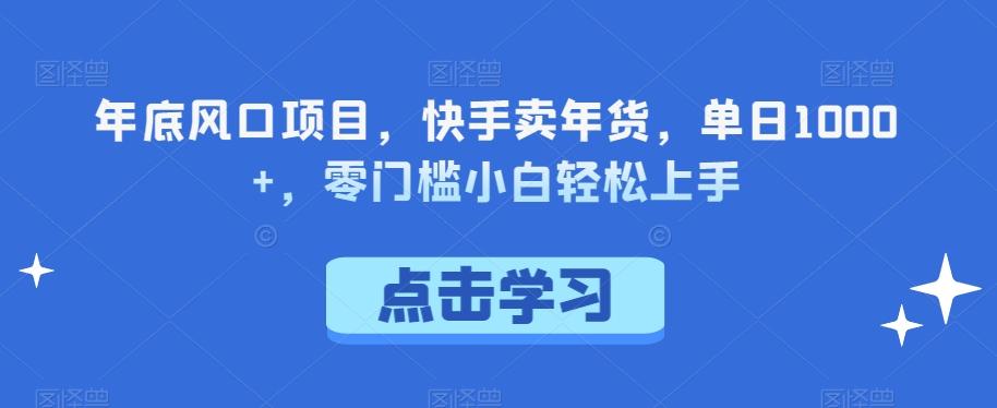 年底风口项目，快手卖年货，单日1000+，零门槛小白轻松上手 - 小毅网创-小毅网创