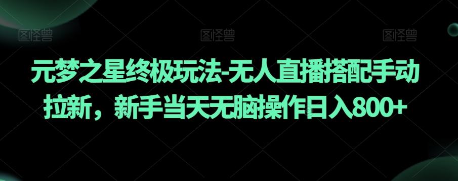 元梦之星终极玩法-无人直播搭配手动拉新，新手当天无脑操作日入800+【揭秘】 - 小毅网创-小毅网创