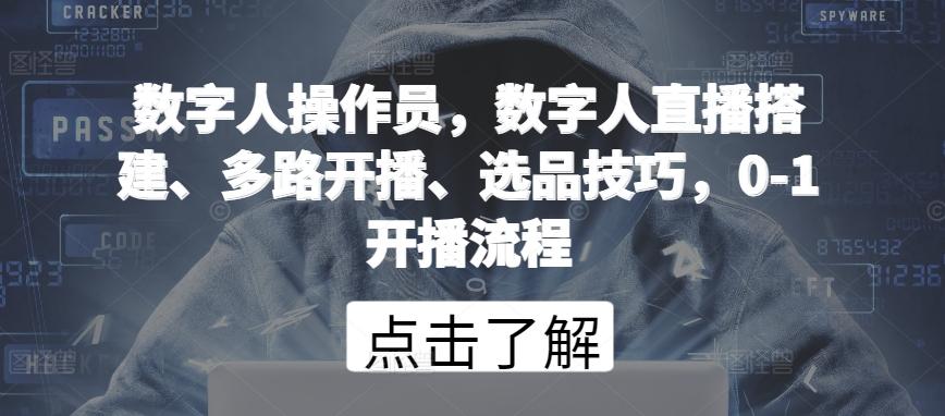 数字人操作员，数字人直播搭建、多路开播、选品技巧，0-1开播流程 - 小毅网创-小毅网创