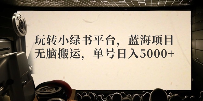 玩转小绿书平台，蓝海项目，无脑搬运，单号日入5000+ - 小毅网创-小毅网创