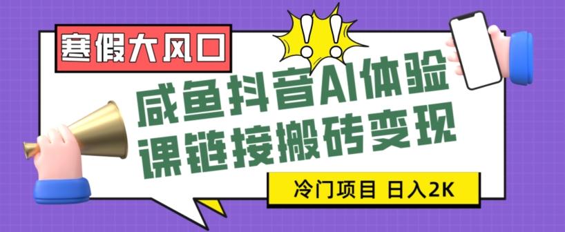 寒假大风口咸鱼抖音AI体验课链接搬砖变现，全网首发冷门项目，小白可日入2K+【揭秘】 - 小毅网创-小毅网创