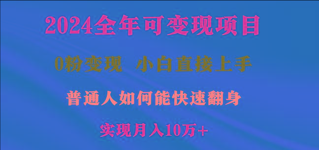 2024全年可变现项目，一天收益至少2000+，小白上手快，普通人就要利用互... - 小毅网创-小毅网创