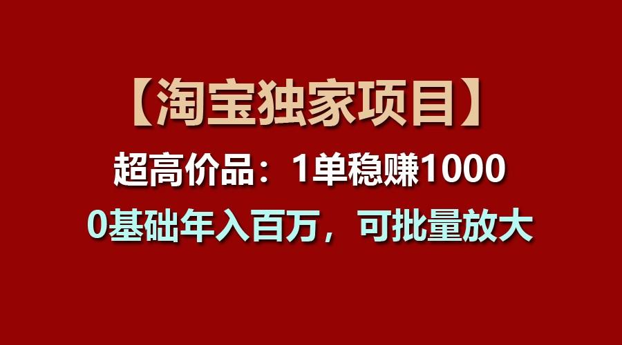 【淘宝独家项目】超高价品：1单稳赚1000多，0基础年入百万，可批量放大 - 小毅网创-小毅网创