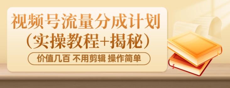 价值几百上千不用剪辑简单操作视频号流量分成计划（实操教程+揭秘） - 小毅网创-小毅网创