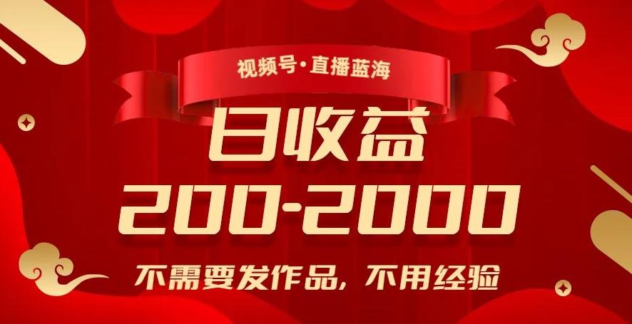 视频号直播蓝海，不需要发作品，不用经验，日入200-2000+【揭秘】 - 小毅网创-小毅网创