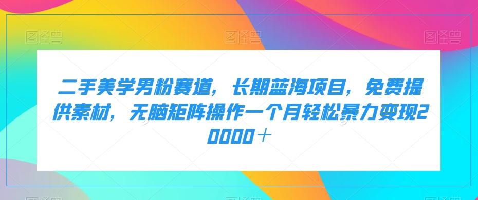 二手美学男粉赛道，长期蓝海项目，无脑矩阵操作一个月轻松暴力变现20000＋ - 小毅网创-小毅网创