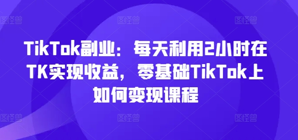 TikTok副业：每天利用2小时在TK实现收益，零基础TikTok上如何变现课程 - 小毅网创-小毅网创