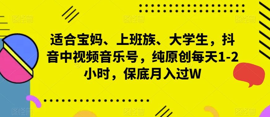 适合宝妈、上班族、大学生，抖音中视频音乐号，纯原创每天1-2小时，保底月入过W - 小毅网创-小毅网创