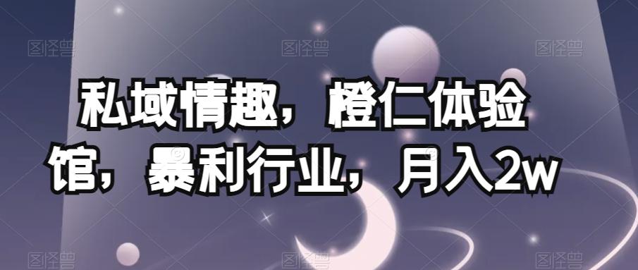私域情趣，橙仁体验馆，暴利行业，月入2w【揭秘】 - 小毅网创-小毅网创