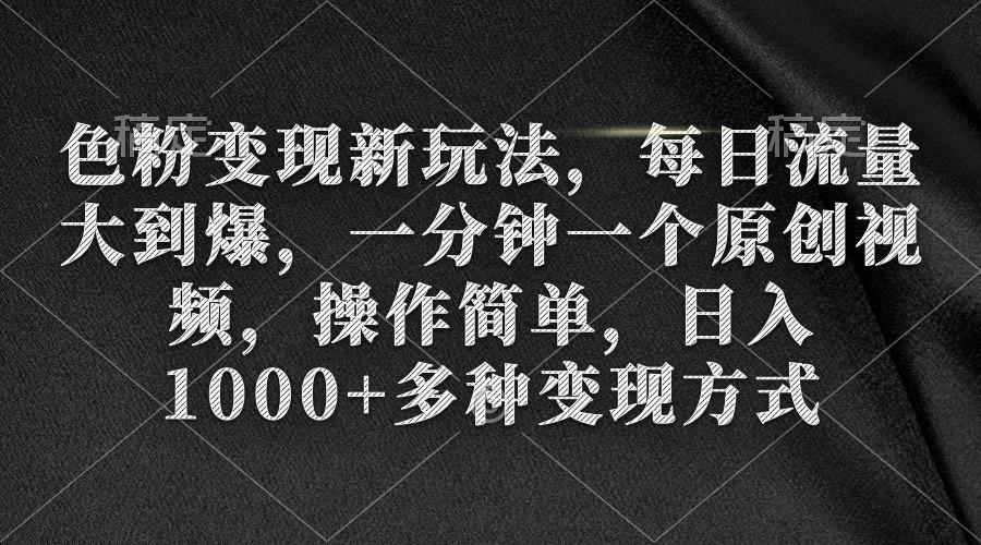 (9282期)色粉变现新玩法，每日流量大到爆，一分钟一个原创视频，操作简单，日入1... - 小毅网创-小毅网创